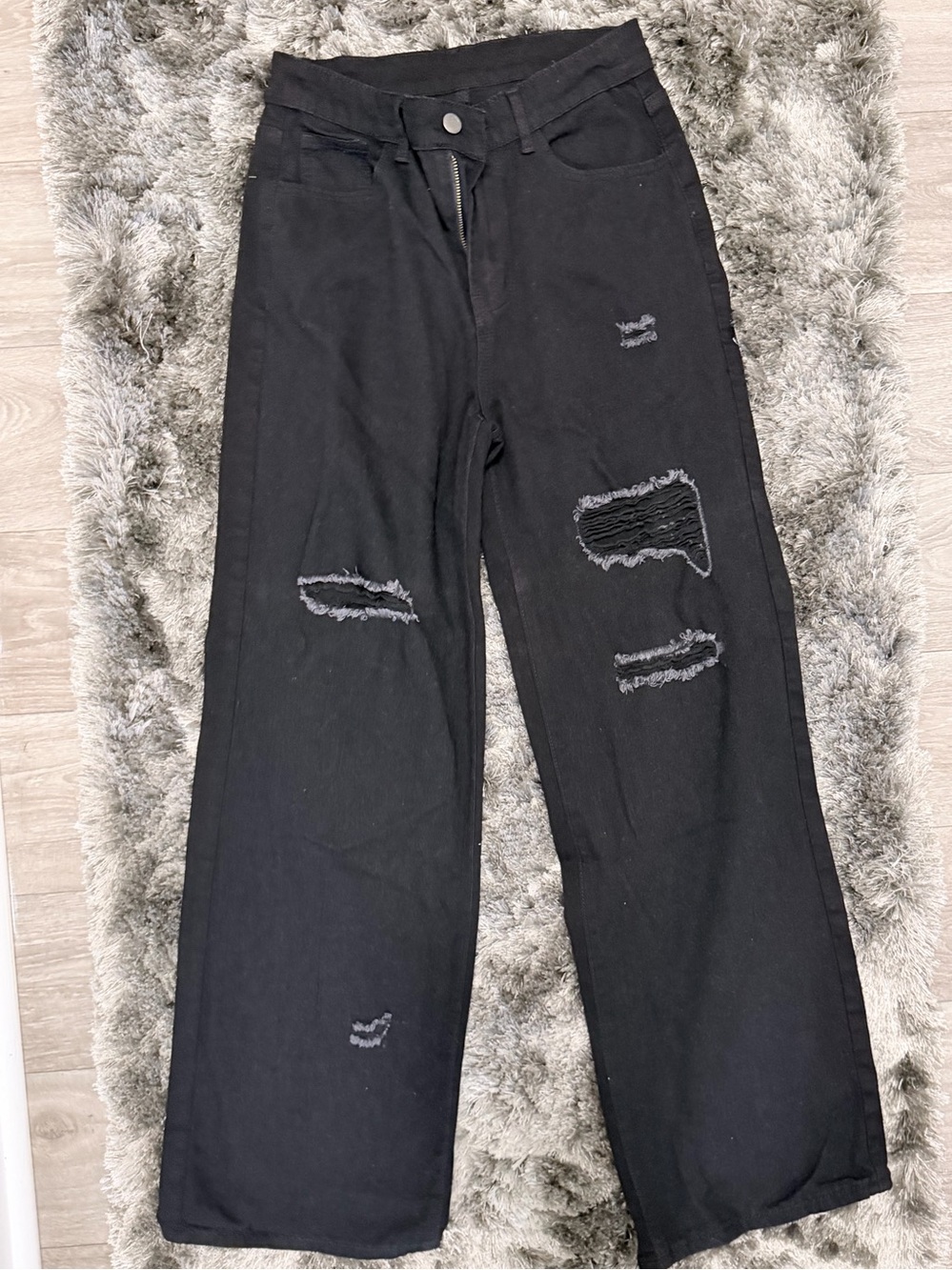 Gymboree Black Distressed Wide-Leg Jeans